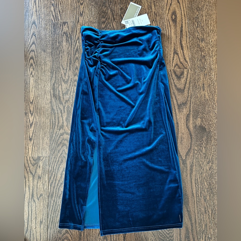 NWT URBAN REVIVO Blue Velvet Skirt